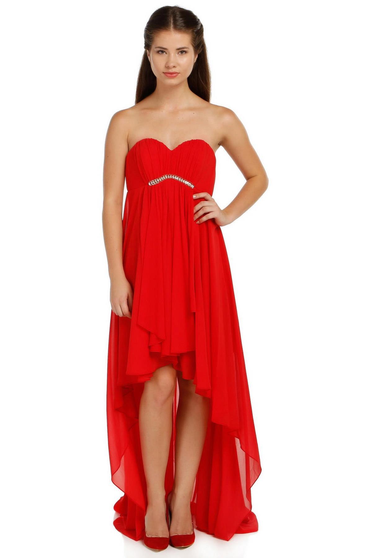 Fierte Kadın Abiye Elbise Lg6165 Yuvarlak Yaka Kırmızı Yeşil Abiye Elbise