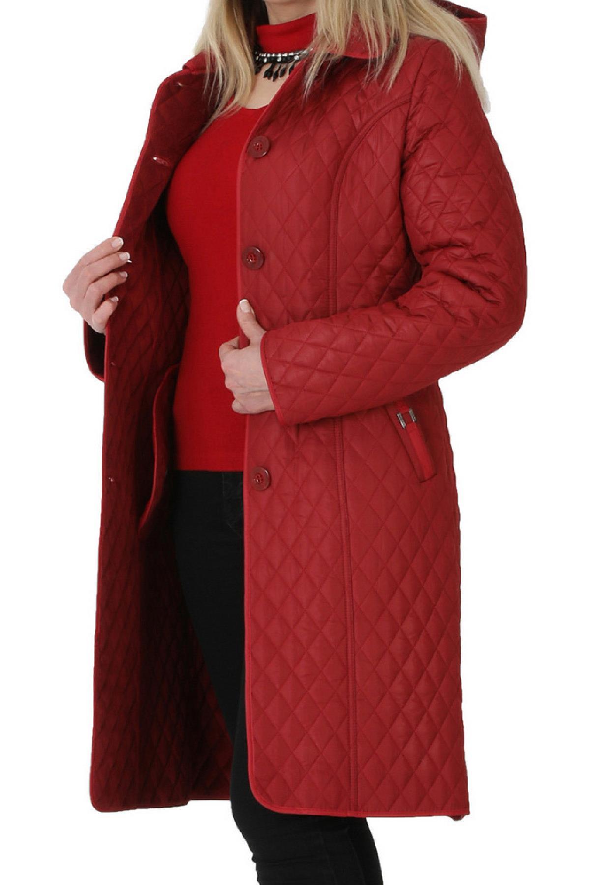 Fierte Kadın Büyük Beden Ceket Nvr10018 Kırmızı Lacivert Büyük Beden Dış Giyim