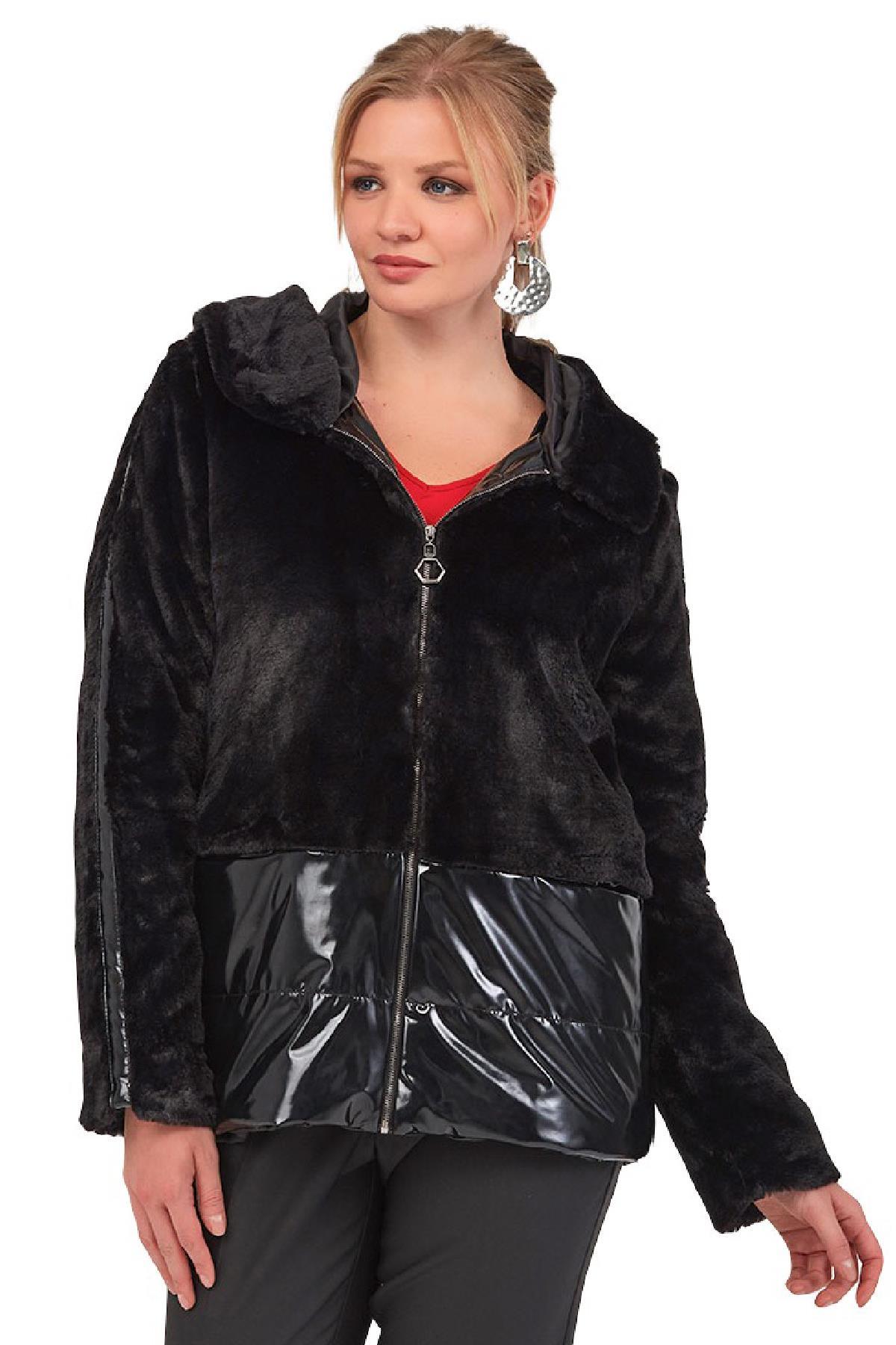 Fierte Kadın Büyük Beden Gömlek Lm43120 Uzun Kol Siyah Büyük Beden Giyim
