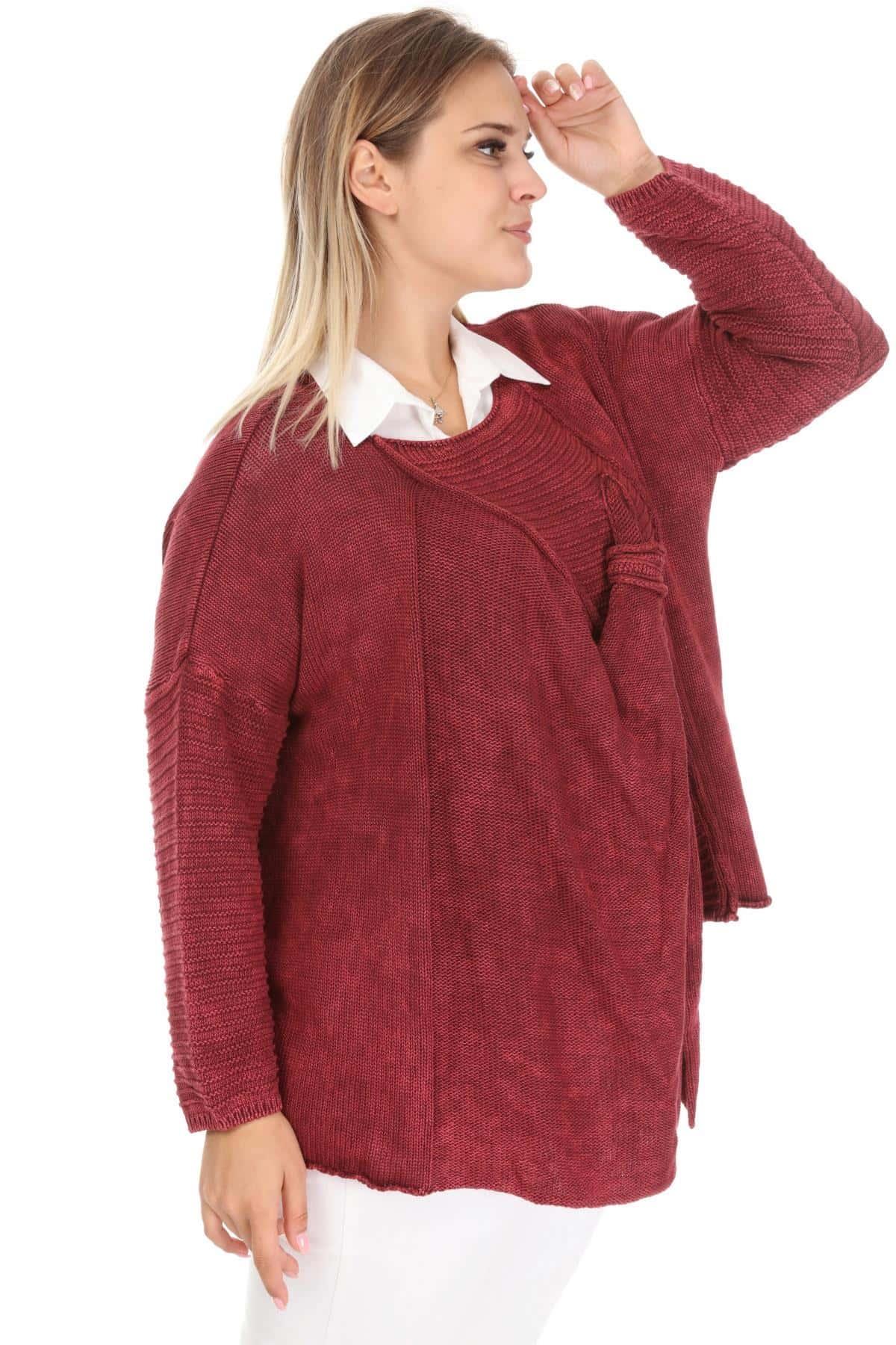 Fierte Kadın Büyük Beden Gömlek Rg4591 Uzun Katlanır Kol HARDAL Büyük Beden Giyim