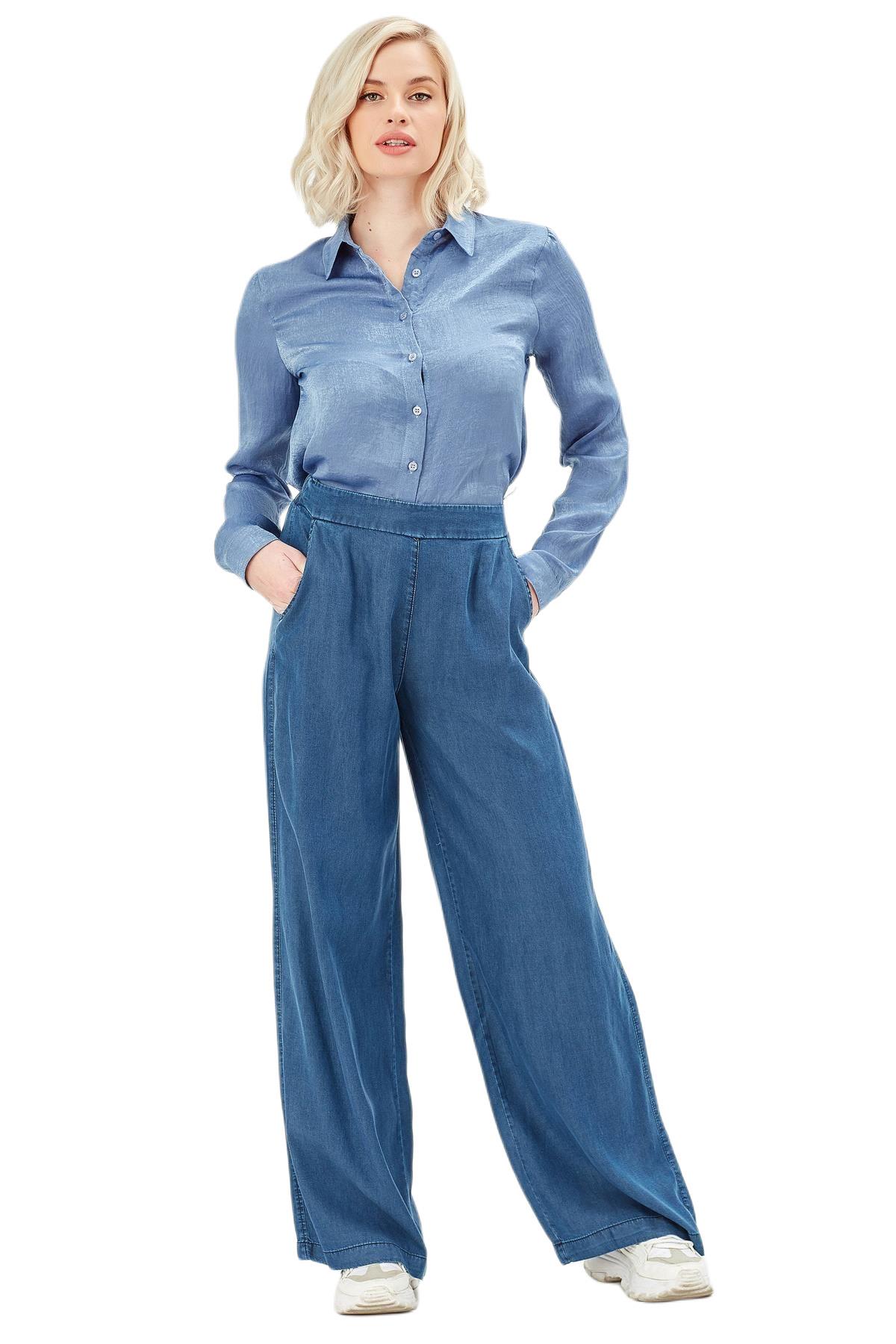 Fierte Kadın Büyük Beden Pantolon Rg1530 Jean Yüksek Bel Mavi Giyim